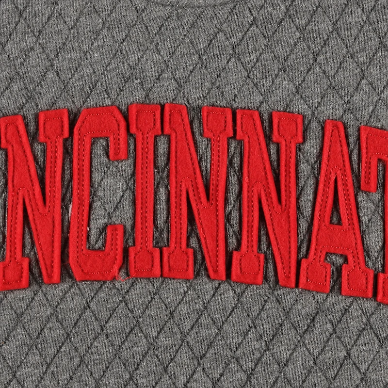 Sweat-shirt matelassé pour femme Pressbox Heather Charcoal Cincinnati Bearcats Moose