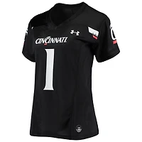 Maillot de football réplique Under Armour #1 noir des Bearcats Cincinnati pour femme