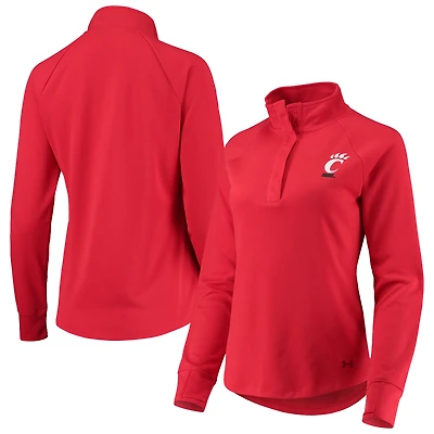 Veste rouge Under Armour Cincinnati Bearcats Double Knit Raglan Quarter-Snap pour femme
