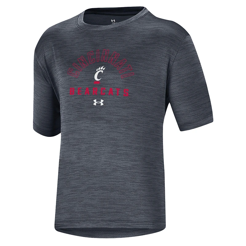 Youth Under Armour Heather Black Cincinnati Bearcats Vent Tech Mesh Performance T-Shirt