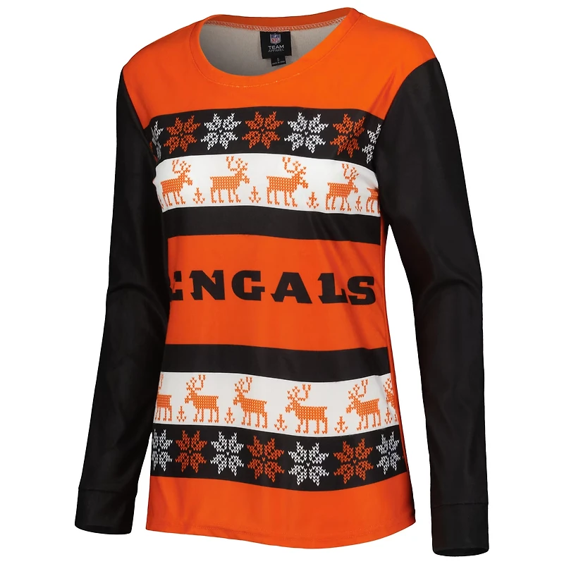 Women's FOCO Black Cincinnati Bengals Wordmark Ugly Pajama Set