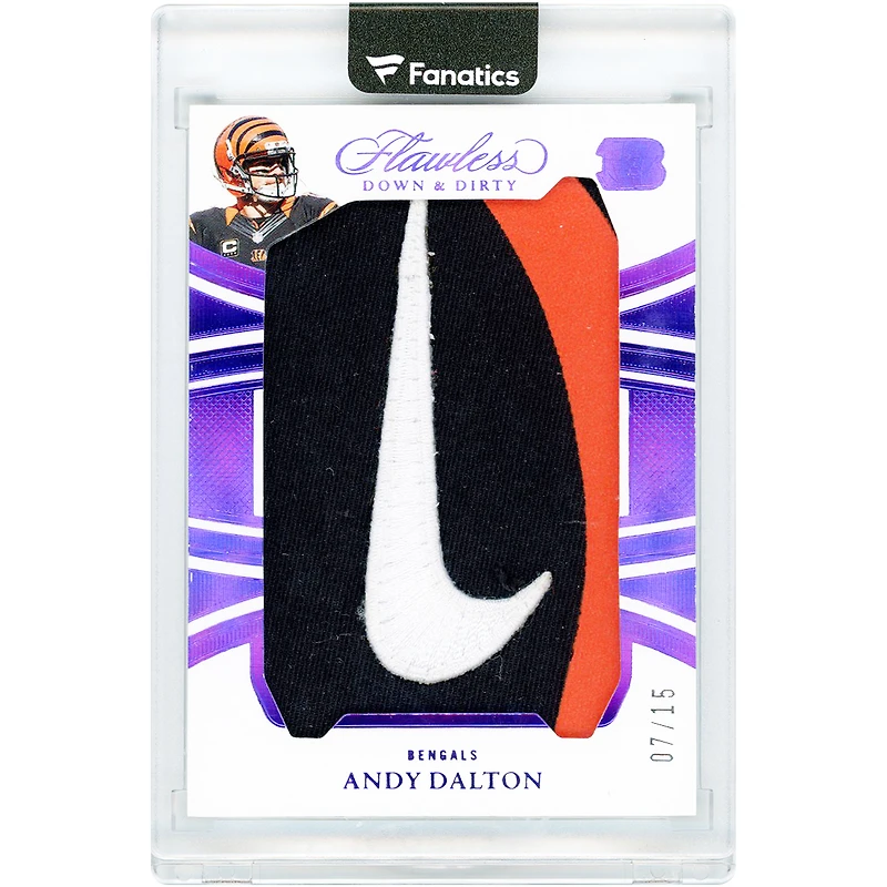 Carte Panini Flawless Purple Down & Dirty Game-Used Nike Logo Tri-Color Relic n° 11 , n° 7/15, Andy Dalton, Cincinnati Bengals 2025