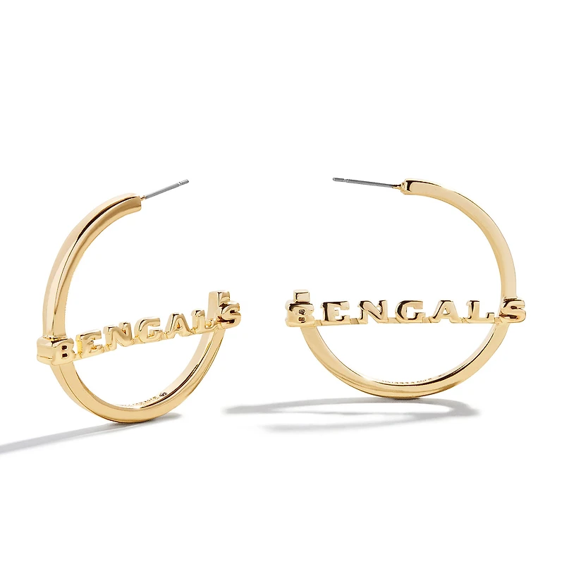 Boucles d'oreilles créoles BaubleBar avec logo des Bengals de Cincinnati