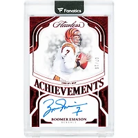 Carte autographiée par Boomer Esiason des Bengals de Cincinnati, collection Panini Flawless Achievements Ruby 2025, numéro #FA-BEN #7/15