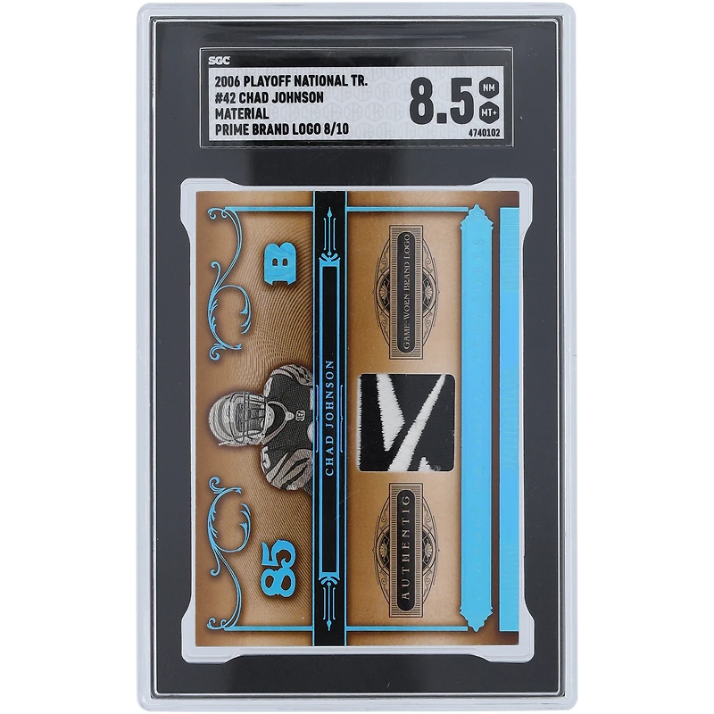 Chad Johnson Cincinnati Bengals 2006 Playoff National Treasures Reebok Logo Relic #42 #8/10 SGC Authenticated 8.5 Card