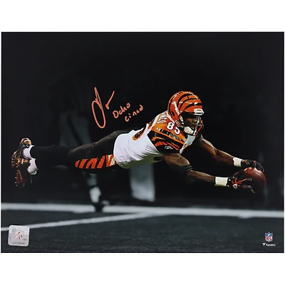 Photographie autographiée de 11"x 14" de Chad Johnson, Cincinnati Bengals, avec l'inscription "Ocho Cinco"