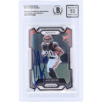 Chase Brown Cincinnati Bengals Autographié 2023 Panini Prizm #318 Beckett Fanatics Witnessed Authenticated 10 Rookie Card