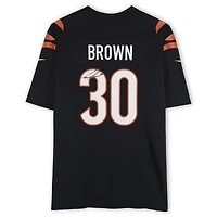 Maillot de match Nike noir dédicacé par Chase Brown des Bengals de Cincinnati