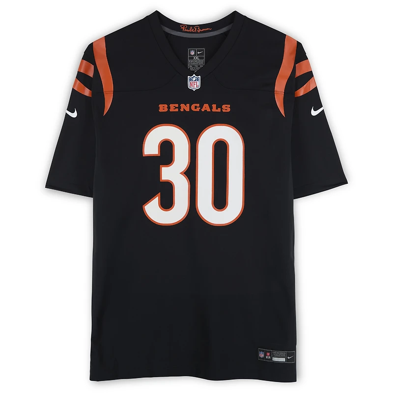 Maillot de match Nike noir dédicacé par Chase Brown des Bengals de Cincinnati