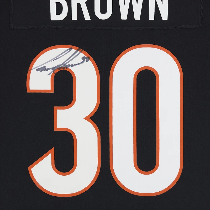 Maillot de match Nike noir dédicacé par Chase Brown des Bengals de Cincinnati