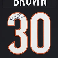 Maillot de match Nike noir dédicacé par Chase Brown des Bengals de Cincinnati