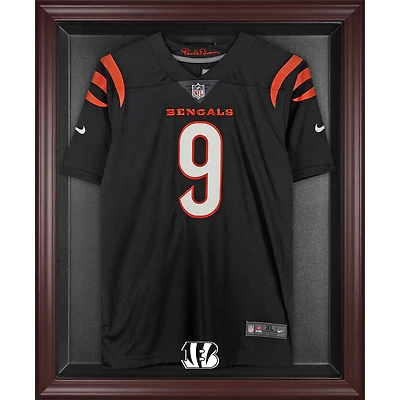 Vitrine de présentation encadrée en acajou pour maillots des Bengals de Cincinnati
