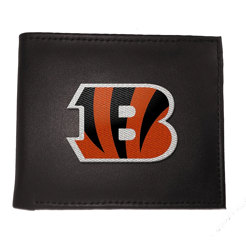 Portefeuille à deux volets brodé en cuir synthétique des Bengals de Cincinnati