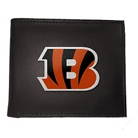 Portefeuille à deux volets brodé en cuir synthétique des Bengals de Cincinnati