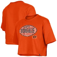 Girl's New Era Orange Cincinnati Bengals Flip Sequin Boxy T-Shirt