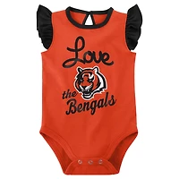 Girls Newborn & Infant Black/Orange Cincinnati Bengals Spread the Love 2-Pack Bodysuit Set