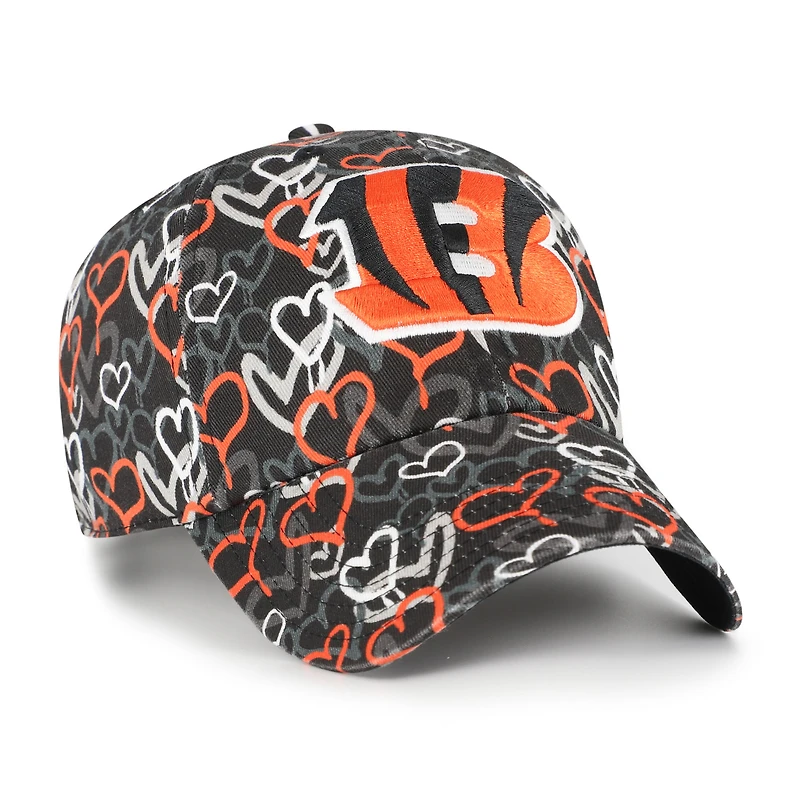 Girls Preschool '47 Black Cincinnati Bengals Mural Clean Up Adjustable Hat