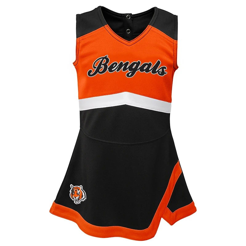 Girls Toddler Black Cincinnati Bengals Cheer Captain Dress with Bloomers