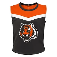 Girls Toddler Black Cincinnati Bengals Spirit Cheer Two-Piece Cheerleader Set with Bloomers