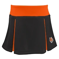 Ensemble deux pièces de pom-pom girl noire pour petites filles, aux couleurs des Bengals Cincinnati, avec bloomer.