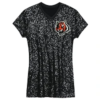 Girls Youth Joe Burrow Black Cincinnati Bengals Sequin Player Name & Number V-Neck Dress