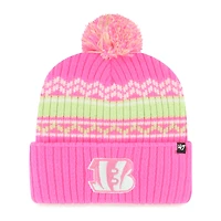 Girls Youth '47 Pink Cincinnati Bengals Polar Vortex Cuffed Knit Hat with Pom