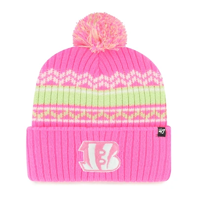 Girls Youth '47 Pink Cincinnati Bengals Polar Vortex Cuffed Knit Hat with Pom
