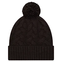 Girls Youth New Era  Black Cincinnati Bengals Cabled Cuffed Knit Hat with Pom