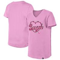 T-shirt à col en V paillettes pour jeunes filles New Era rose des Bengals de Cincinnati