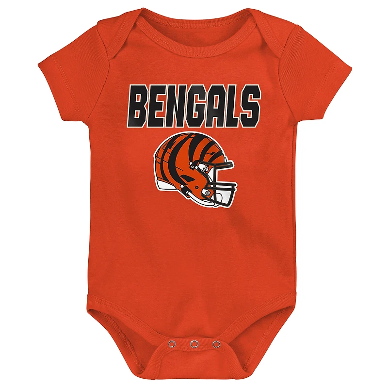 Ensemble de body trois pièces Outerstuff Cincinnati Bengals Littlest Player pour bébé et nouveau-né