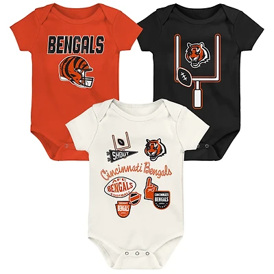 Ensemble de body trois pièces Outerstuff Cincinnati Bengals Littlest Player pour bébé et nouveau-né