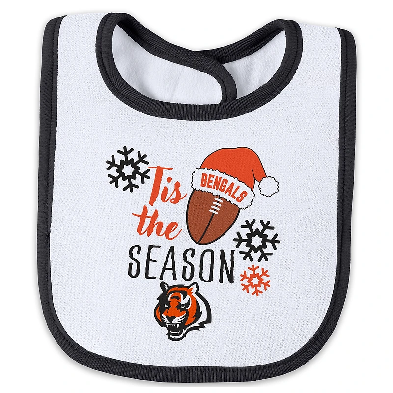 Infant & Newborn WEAR by Erin Andrews Cincinnati Bengals Holiday Full-Zip Sleeper Bib Set