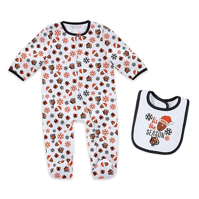 Infant & Newborn WEAR by Erin Andrews Cincinnati Bengals Holiday Full-Zip Sleeper Bib Set