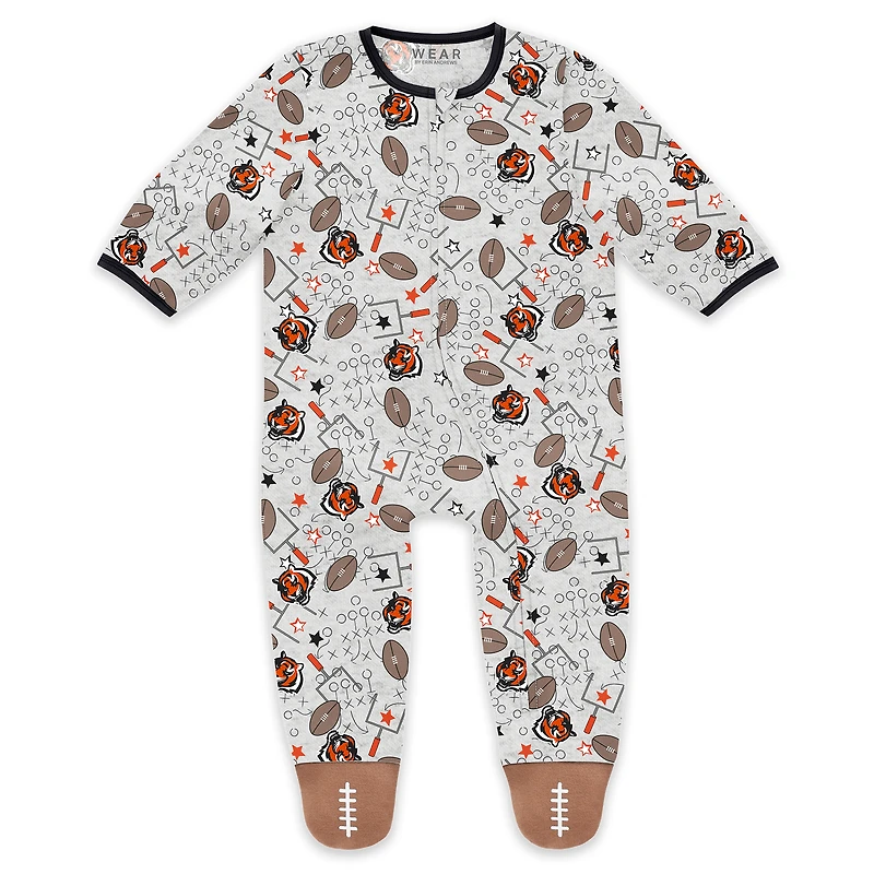 Infant & Newborn WEAR by Erin Andrews Cincinnati Bengals Sleep and Play Full-Zip Sleeper Bib Set