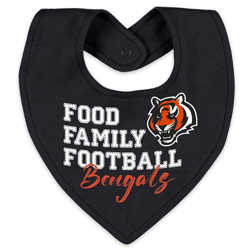Infant & Newborn WEAR by Erin Andrews Cincinnati Bengals Sleep and Play Full-Zip Sleeper Bib Set