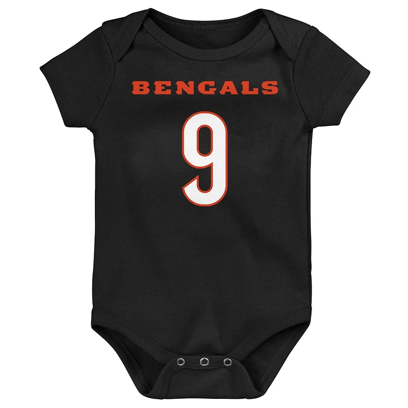 Bébé Joe Burrow Noir Cincinnati Bengals Mainliner Joueur Nom & Numéro Body