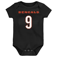Bébé Joe Burrow Noir Cincinnati Bengals Mainliner Joueur Nom & Numéro Body