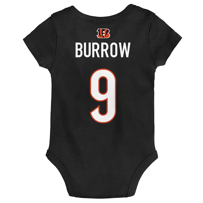 Bébé Joe Burrow Noir Cincinnati Bengals Mainliner Joueur Nom & Numéro Body