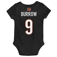 Bébé Joe Burrow Noir Cincinnati Bengals Mainliner Joueur Nom & Numéro Body