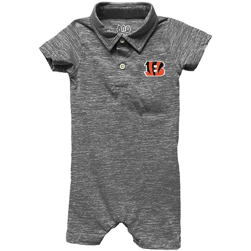 Body polo à manches courtes en fil nuageux pour bébé Wes & Willy, couleur anthracite, des Bengals de Cincinnati