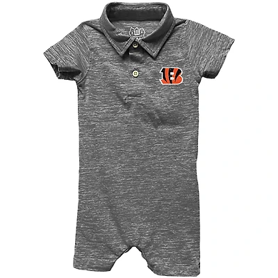 Infant Wes & Willy Charcoal Cincinnati Bengals Short Leg Cloudy Yarn Polo Bodysuit