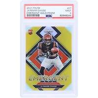 Ja'Marr Chase Cincinnati Bengals 2021 Panini Prizm Emergent Gold Prizm #E-7 #7/10 PSA authentifié 9 Rookie Card
