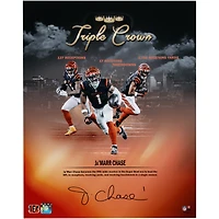 Photographie autographiée de 16" x 20" de Ja'Marr Chase Cincinnati Bengals, Triple Crown Collage 2024