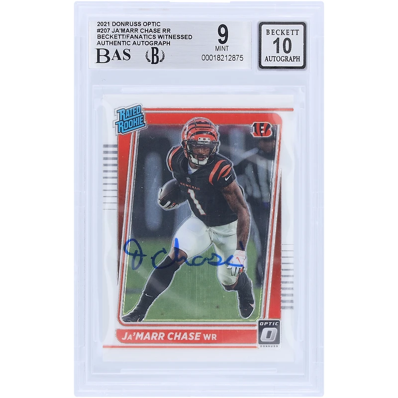Ja'Marr Chase Cincinnati Bengals Autographed 2021 Panini Donruss Optic #207 Beckett Fanatics Witnessed Authenticated 9/10 Rookie Card
