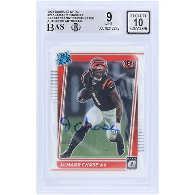 Ja'Marr Chase Cincinnati Bengals Autographed 2021 Panini Donruss Optic #207 Beckett Fanatics Witnessed Authenticated 9/10 Rookie Card