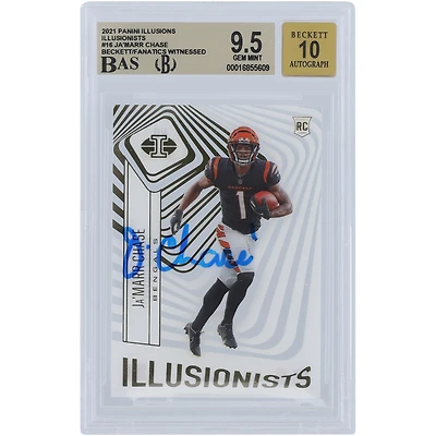 Ja'Marr Chase Cincinnati Bengals Carte de recrue autographiée 2021 Panini Illusions Illusionists #Ill-16 Beckett Fanatics Witnessed Authenticated 9.5/10 Rookie