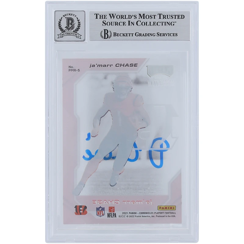 Ja'Marr Chase Cincinnati Bengals dédicacé 2021 Panini Playoff Momentum #PMR-5 Beckett Fanatics témoins authentifiés 9/10 Rookie Card