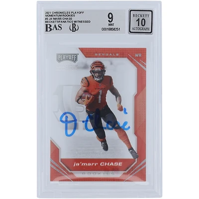 Ja'Marr Chase Cincinnati Bengals Autographed 2021 Panini Playoff Momentum #PMR-5 Beckett Fanatics Witnessed Authenticated 9/10 Rookie Card