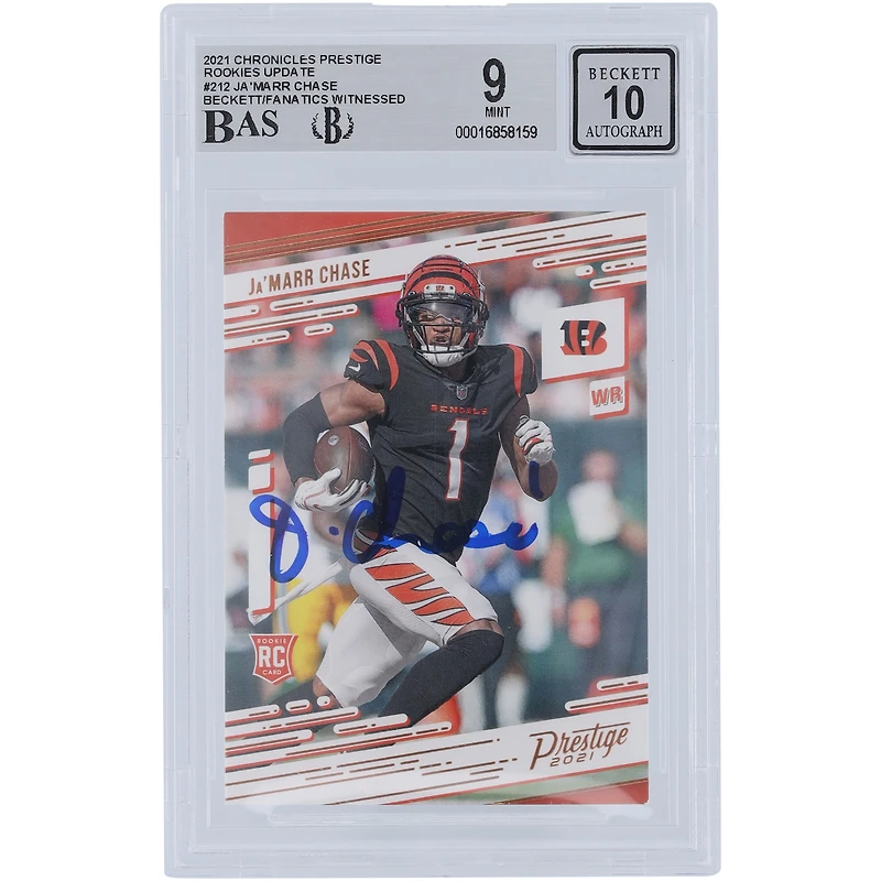 Ja'Marr Chase Cincinnati Bengals Autographed 2021 Panini Prestige #212 Beckett Fanatics Witnessed Authenticated 9/10 Rookie Card