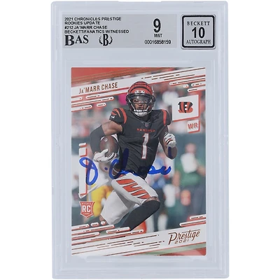Carte de recrue Panini Prestige 2021 #212 autographiée par Ja'Marr Chase Cincinnati Bengals, fanatiques de Beckett, authentifiée, 9/10
